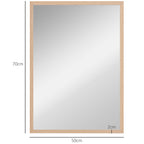Espelho de Parede Decorativo 50x70 cm Espelho Retangular Espelho de Banheiro com 4 Ganchos Metálicos Estilo Moderno para Sala Quarto Entrada Madeira — foto 3