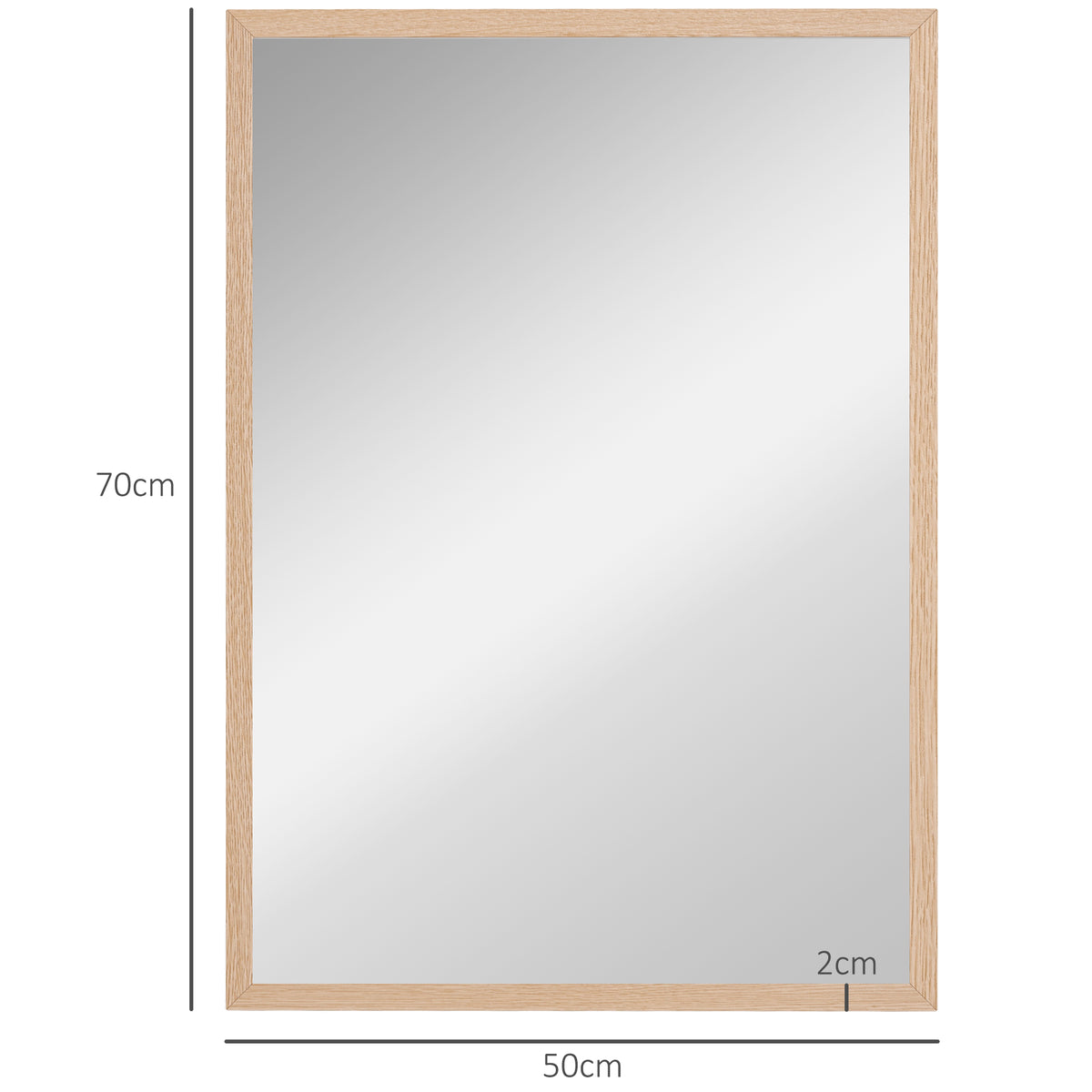 Espelho de Parede Decorativo 50x70 cm Espelho Retangular Espelho de Banheiro com 4 Ganchos Metálicos Estilo Moderno para Sala Quarto Entrada Madeira — foto 3