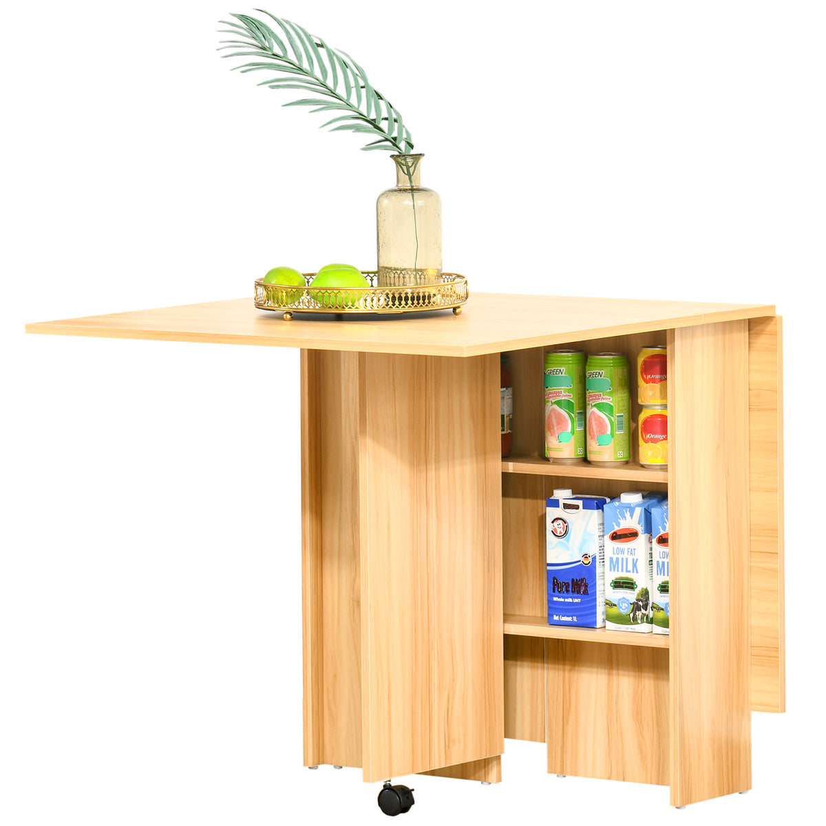 Mesa de Sala de Jantar Dobrável com Rodas Mesa Multifuncional para Sala de Jantar com 3 Formas 140x80x74cm Madeira — foto 1