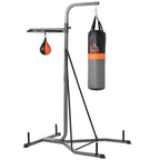 Saco de Boxe Suspenso com Suporte Bola de Velocidade Ajustável em Altura de 167-187cm e Inflador para Treinamento Fitness em Casa Ginásio 115x157x221 cm Preto e Cinza — foto 1