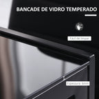 Mesa Sala de Jantar de Cristal Mesa Retangular para 4-6 pessoas com Pés de Metal Multifuncional para Cozinha 120x60x75 cm Preto — foto 4
