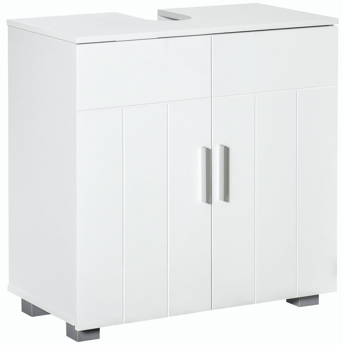 Móvel para Lavatório Pousar Armário Casa de Banho de Madeira com 2 Portas e Prateleira Interior Ajustável Moderno 60x30x60cm Branco — foto 1