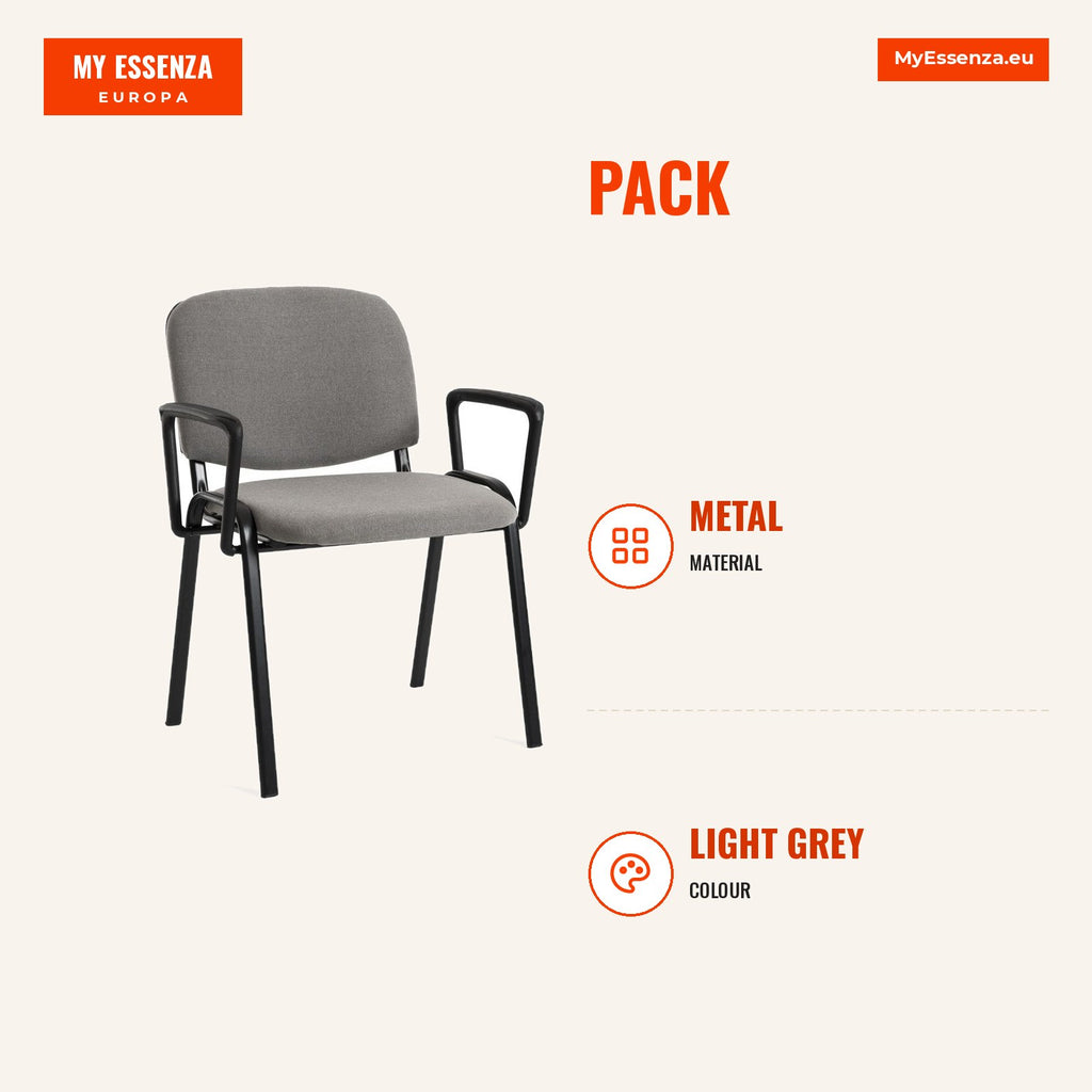 Pack 4 Cadeiras Ludus com Braços — Cinza claro — Infografia | Infographic — dimensions