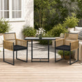 Conjunto de Mesa e Cadeiras de Jardim Conjunto de 3 Peças com 2 Cadeiras com Encosto Dobrável e Almofadas e Mesa de Vidro para Terraço Pátio Natural e Preto — Ambiente | Lifestyle