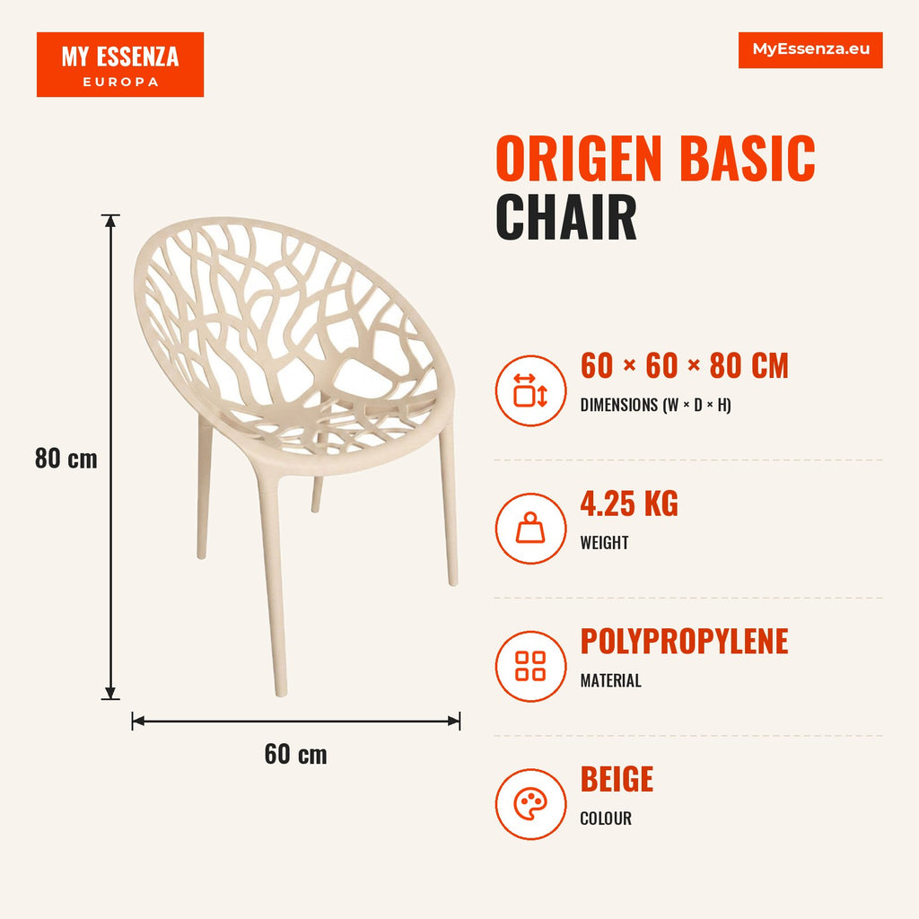 Cadeira Origen Basic — Beige — Infografia | Infographic — dimensions