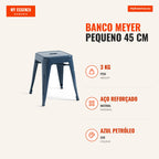 Banco Meyer Pequeno 45 cm — Azul Petróleo — Infografia — medidas