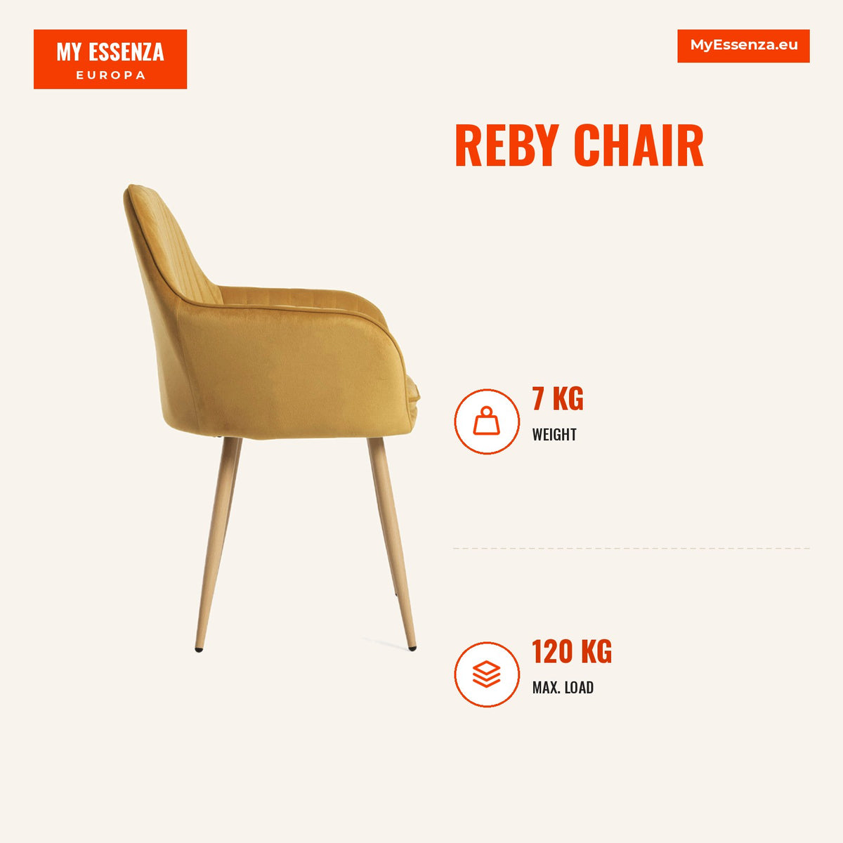 Cadeira Reby — Mostarda — Infografia | Infographic — dimensions