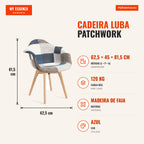 Cadeira Luba Patchwork — Azul — Infografia — medidas
