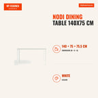 Mesa de jantar Nodi 140x75 cm — Branco — Infografia | Infographic — dimensions