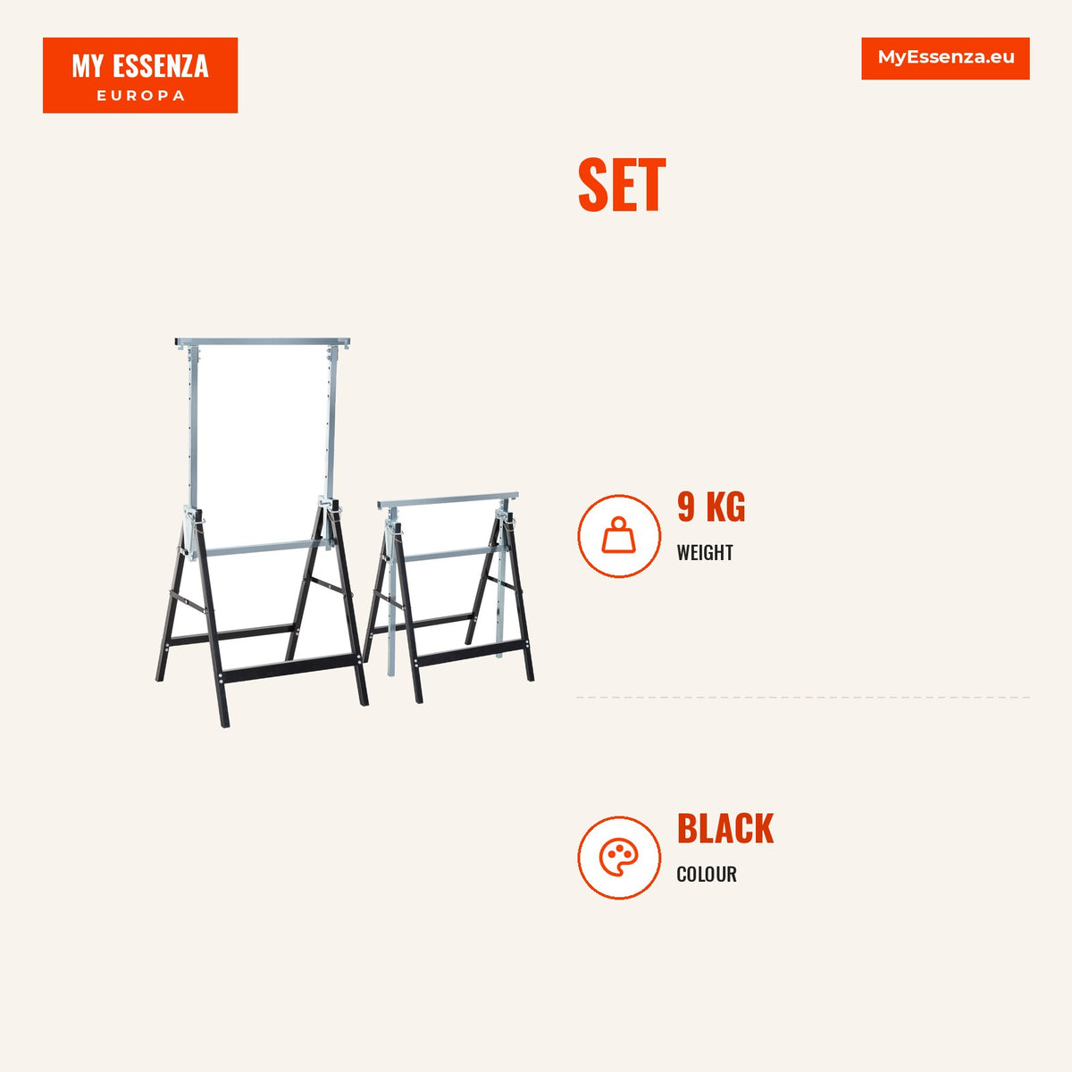 Conjunto de 2 Cavaletes Telescópicos Dobráveis com Altura Ajustável Cavaletes de Serra de Aço para Mesa de Trabalho Carga 200kg 68x58x80-130cm Preto — Infografia | Infographic — dimensions