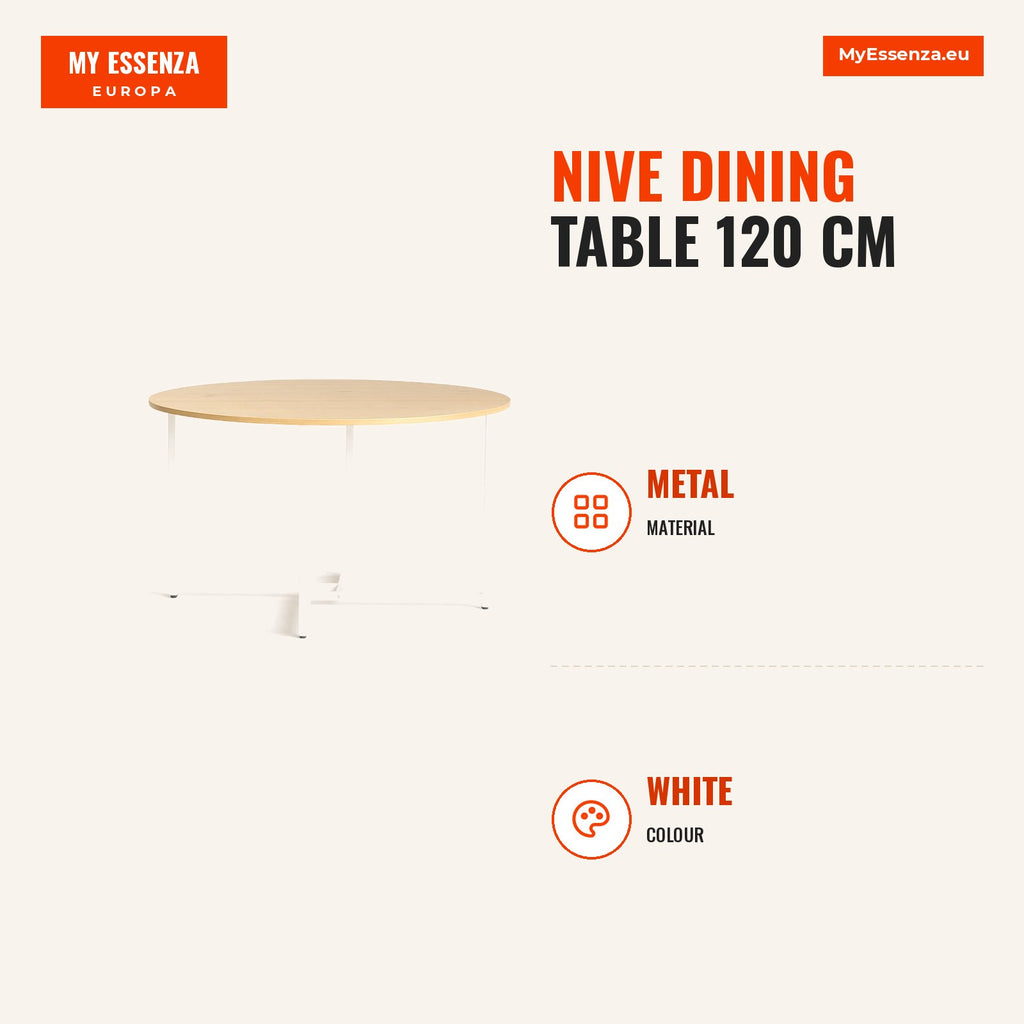Mesa de Jantar Nive 120 cm — Branco — Infografia | Infographic — dimensions