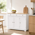 Aparador de Cozinha com 3 Gavetas 3 Portas e Prateleiras Ajustáveis Móvel Auxiliar de Armazenamento para Cozinha Sala de Estar Estilo Moderno Anti-Rolamento 101x40x85cm Branco — Ambiente | Lifestyle