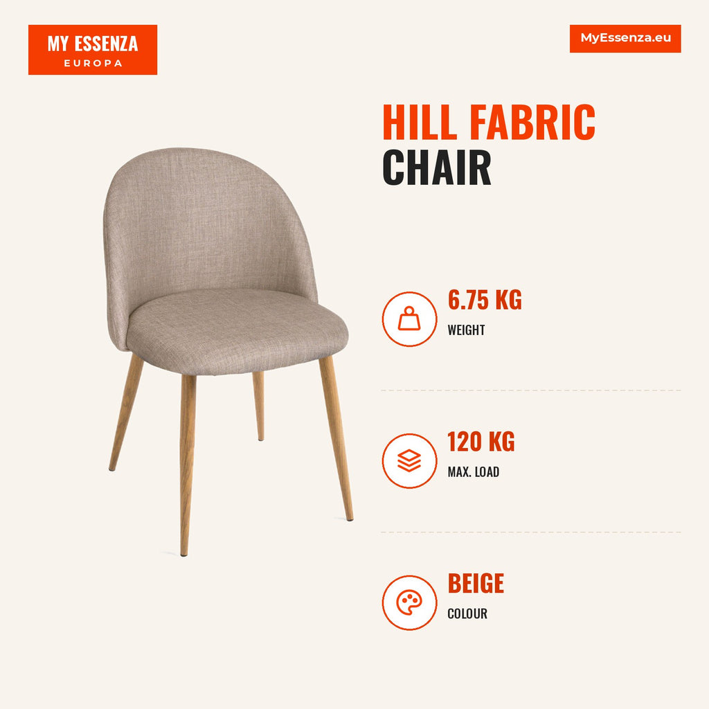 Cadeira Hill Tecido — Beige — Infografia | Infographic — dimensions