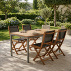 Mesa de jardim em acácia e metal 140x80x72 cm — foto 1