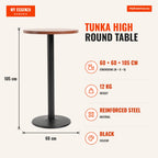Mesa Tunka Alto Redonda 60 cm — Preto — Infografia | Infographic — dimensions