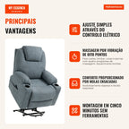 Poltrona de Massagem com Assistente de Levantar Poltrona para Idosos 8 Pontos de Massagem Bolsos Laterais Controle Remoto 90x101x107 cm Cinza — infografia 1