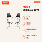 Pack 4 Cadeiras Nova — Preto e Branco — Infografia — medidas