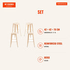 Pack 4 Bancos Meyer Altos 76 cm — Beige — Infografia | Infographic — dimensions
