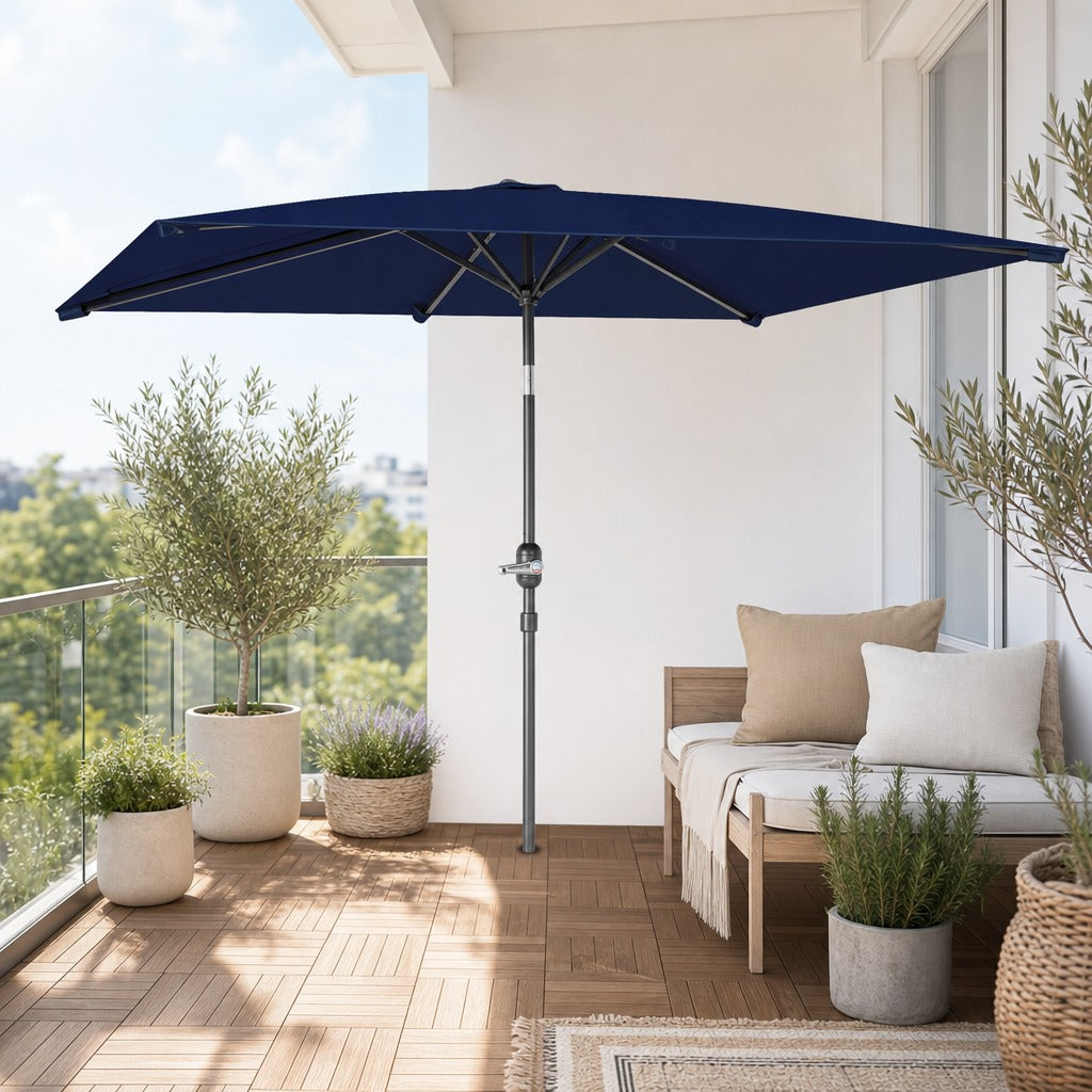 Chapéu de Sol para Terraço Exterior, 200x300 cm, Guarda-Sol de Terraço com Ângulo Ajustável, Manivela, Mastro de Alumínio Removível e Proteção UV, Chapéu de Sol para Jardim e — Ambiente | Lifestyle