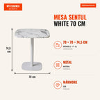 Mesa Sentul White 70 cm — Mármore — Infografia — medidas