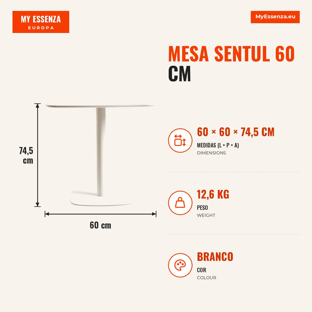 Mesa Sentul 60 cm — Branco — Infografia — medidas