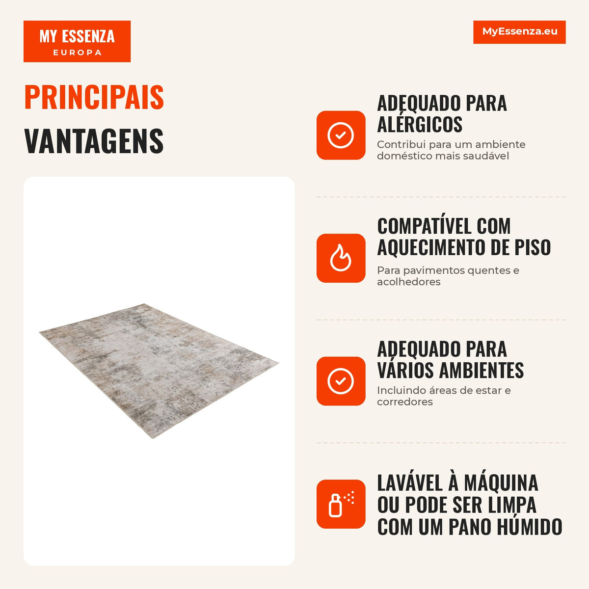 Tapete de sala, Poliéster, padrão artístico moderno, lavável, Castanho — infografia 1