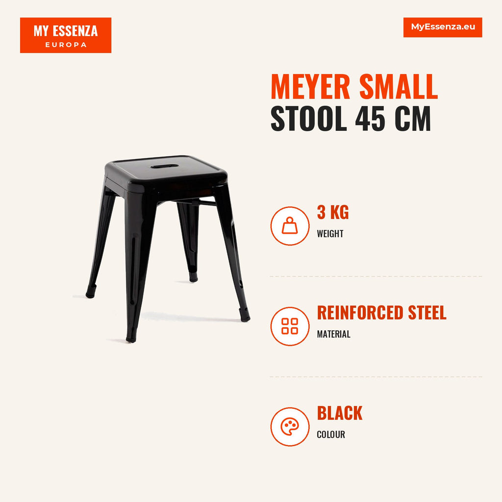 Banco Meyer Pequeno 45 cm — Preto — Infografia | Infographic — dimensions