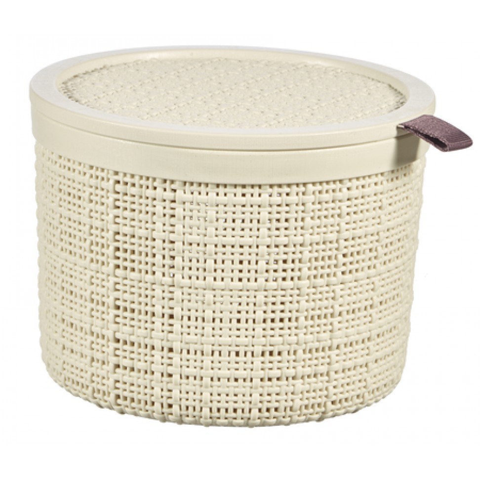 Cesta Redonda Jute com Tampa Beje 2l — foto 1