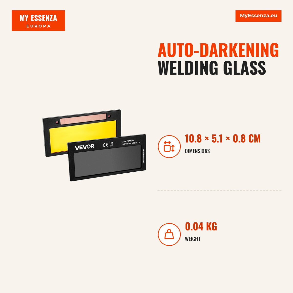 Vidro escurecimento soldadura 108 x 51 mm — Infografia | Infographic — dimensions