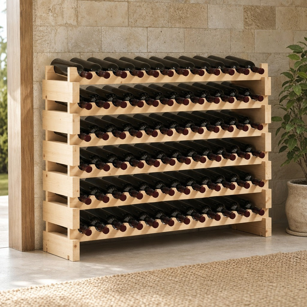 Suporte para Garrafas de Vinho para 72 Garrafas Garrafeira com 6 Níveis Suporte para Vinhos Vertical para Cozinha Sala de Jantar Bar 114x28x85 cm Madeira — Ambiente | Lifestyle