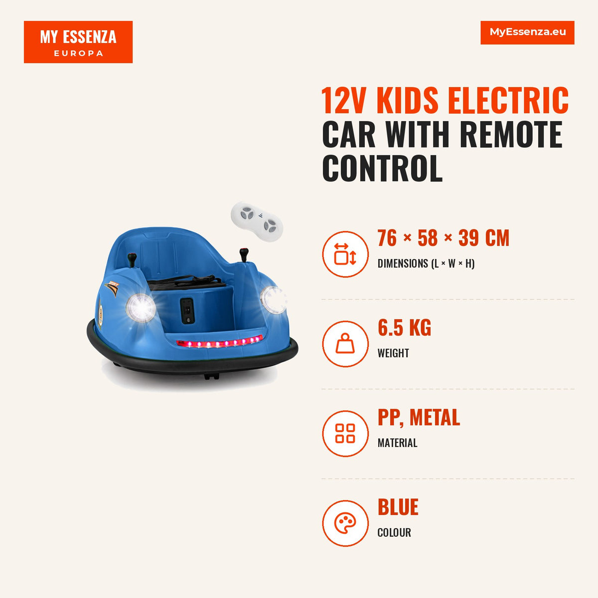 Carro Elétrico Infantil 12V com Controlo Remoto, Luzes LED e Música para Crianças 2-5 Anos — Infografia | Infographic — dimensions
