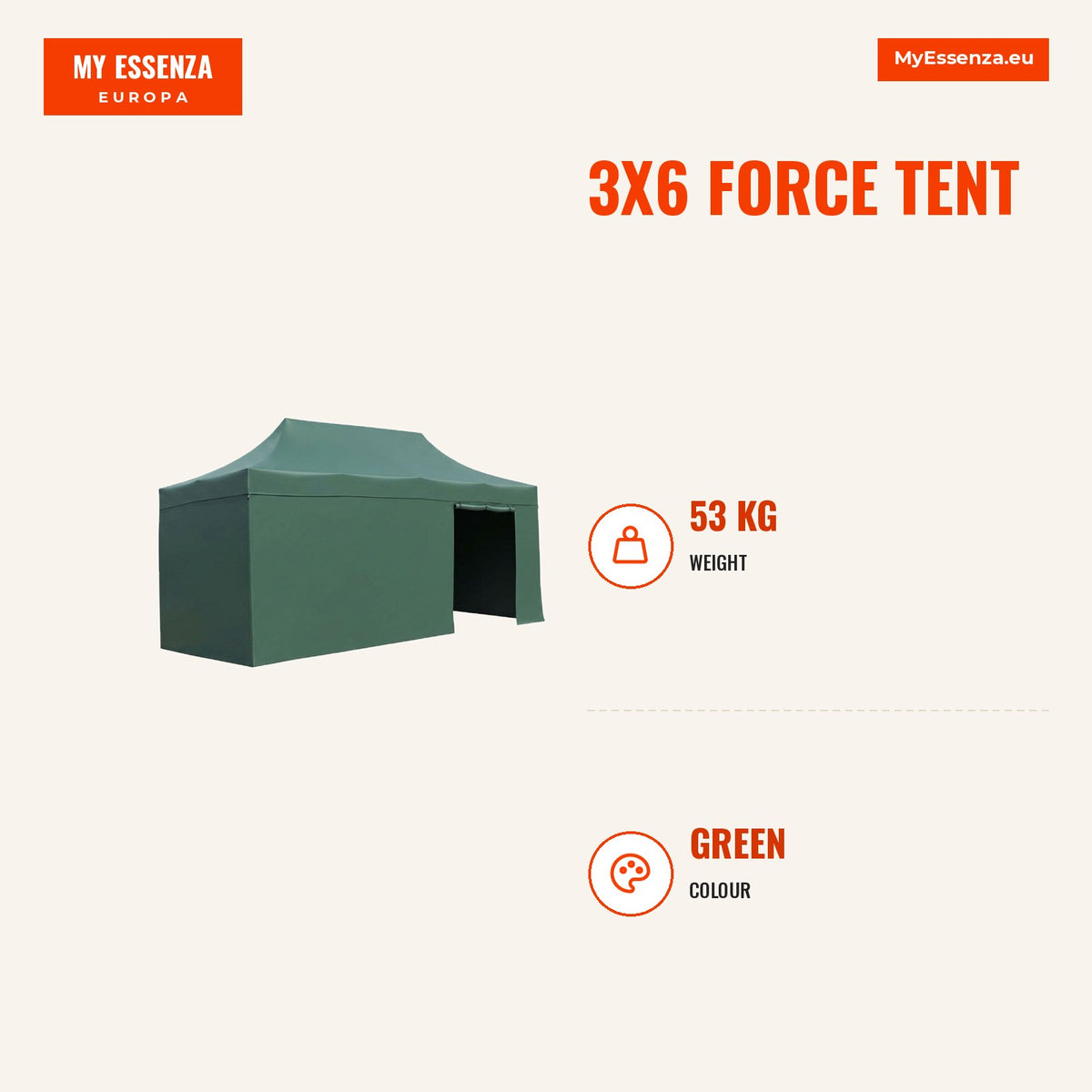 Tenda 3x6 Force (Kit Completo) — Verde — Infografia | Infographic — dimensions