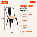 Cadeira Meyer Madeira Natural — Preto mate — Infografia — medidas