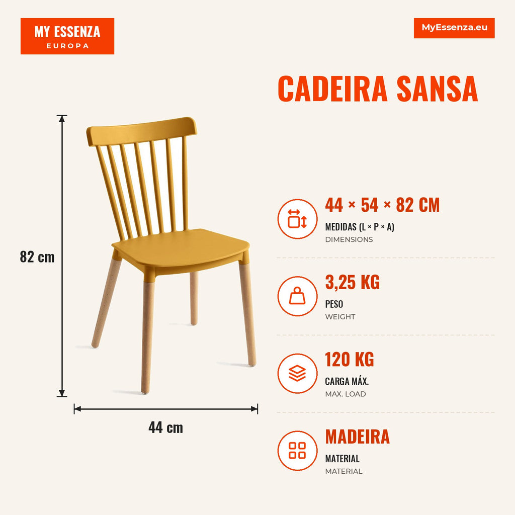 Cadeira Sansa — Mostarda — Infografia — medidas
