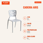 Cadeira Aris — Cinza claro — Infografia — medidas