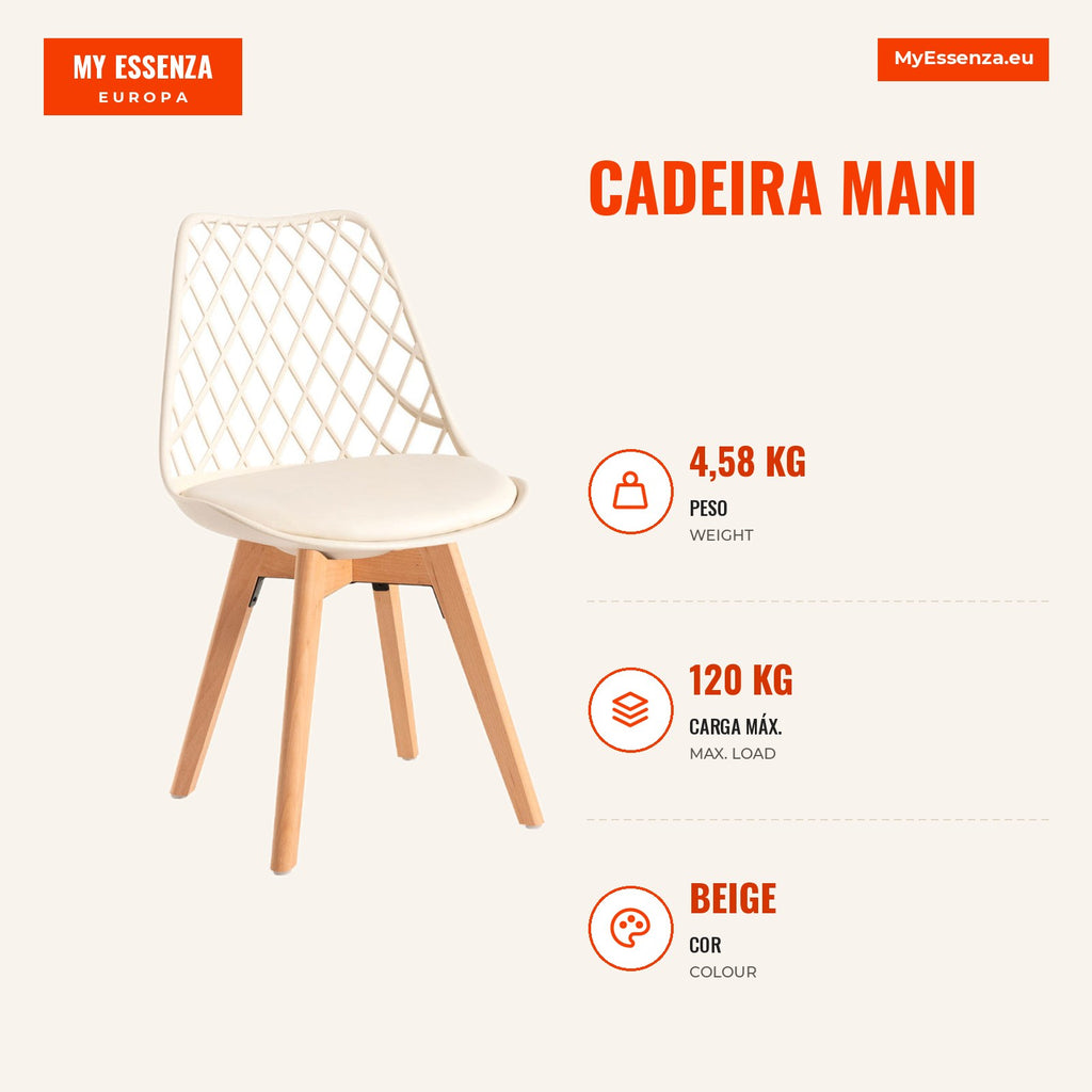 Cadeira Mani — Beige — Infografia — medidas