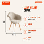 Cadeira Luba Veludo — Beige — Infografia | Infographic — dimensions