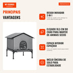 Casa para Gatos Dobrável com Almofada Elevada e Resistente à Água Caverna para Gatos 62x58,5x60 cm Cinza — infografia 1