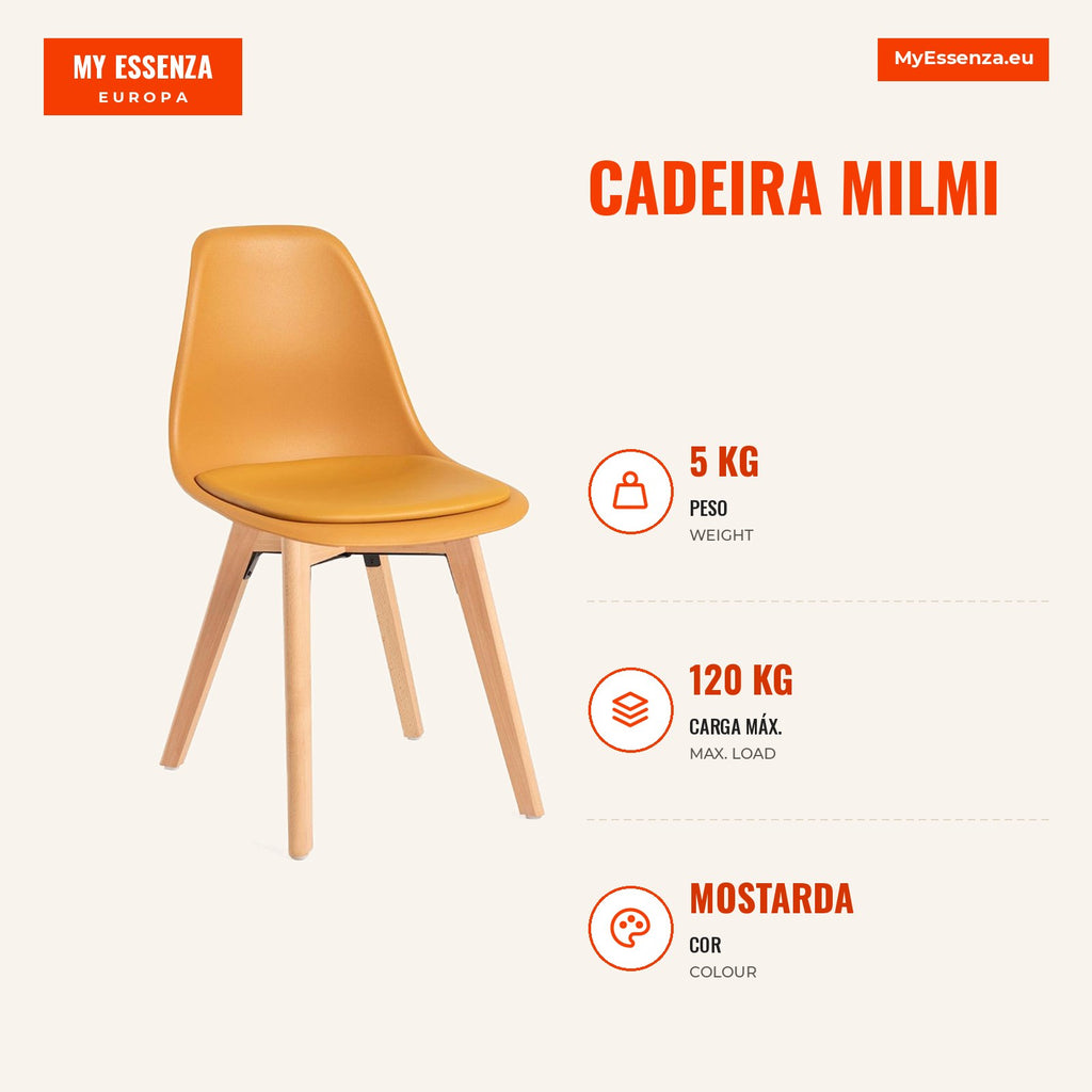 Cadeira Milmi — Mostarda — Infografia — medidas