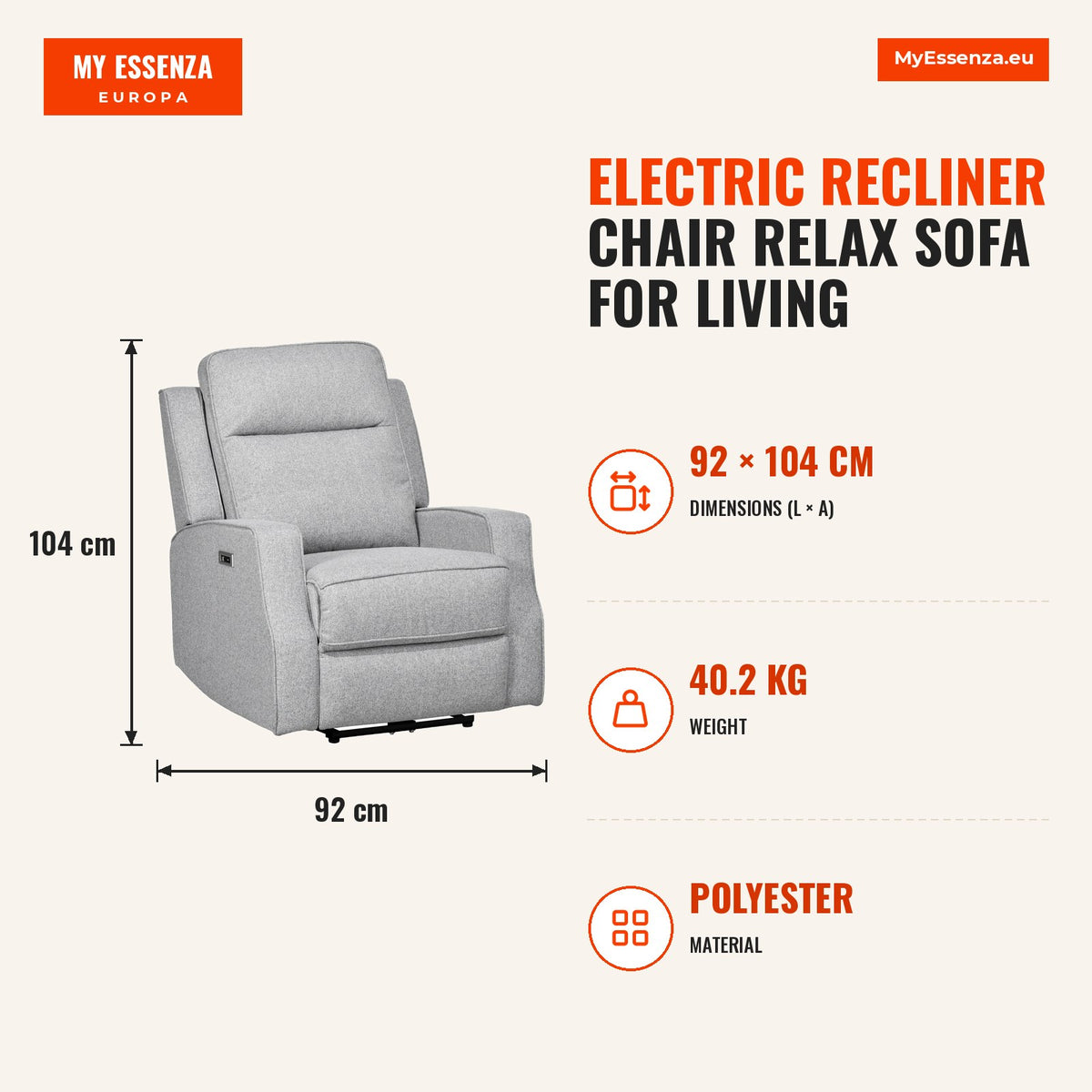 Poltrona Reclinável Elétrica Sofá Relax para Sala com Reclinação até 150° Apoio de Braços e USB Capacidade 136 kg Poltrona Reclinável para Sala Escrit — Infografia | Infographic — dimensions