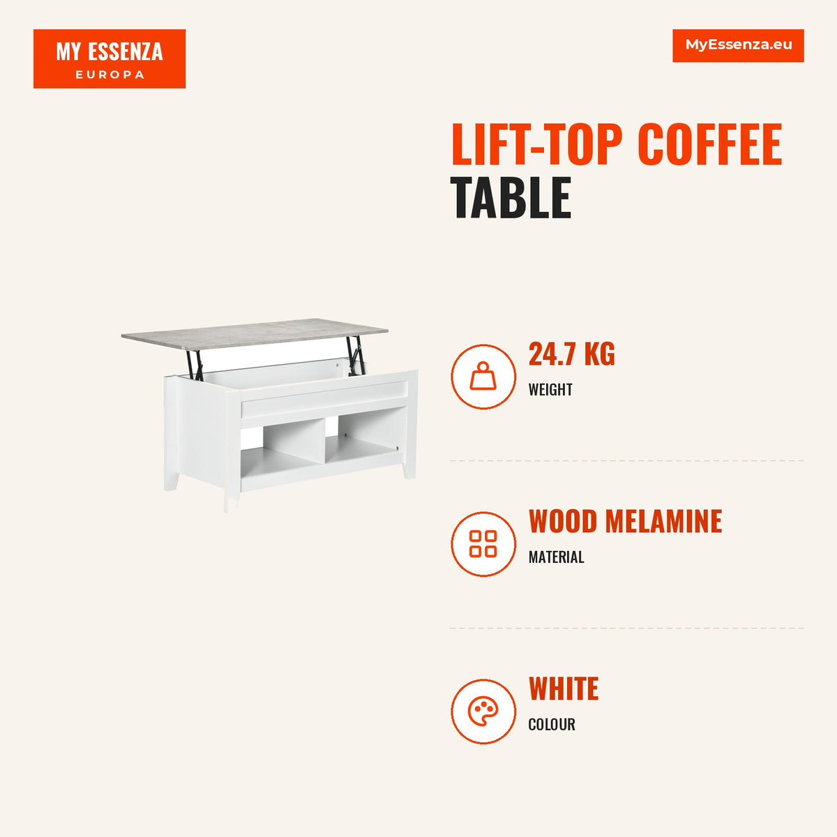 Mesa de Centro com Bancada Elevável Mesa de Centro com 2 Compartimentos Abertos Bancada de Imitação a Mármore Mesa Retangular para Sala de Estar 105x5 — Infografia | Infographic — dimensions