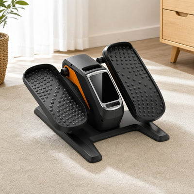 Electric Mini Elliptical for Elderly with 12 Speeds Manual and Automatic Silent Portable Remote Control LED Screen Nonslip Pedals 40.7x36x21.5cm Black