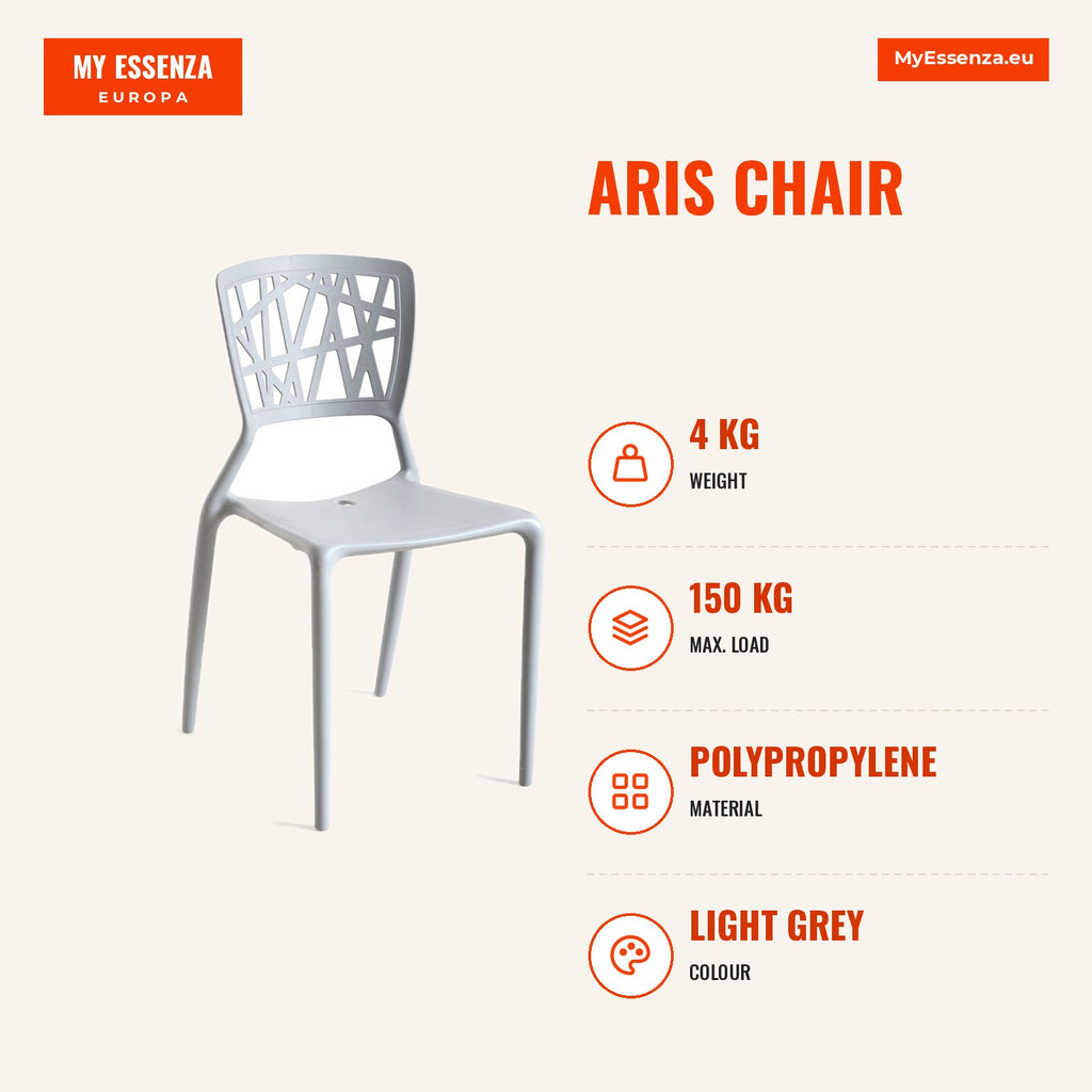 Cadeira Aris — Cinza claro — Infografia | Infographic — dimensions
