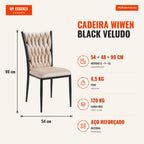 Cadeira Wiwen Black Veludo — Beige — Infografia — medidas