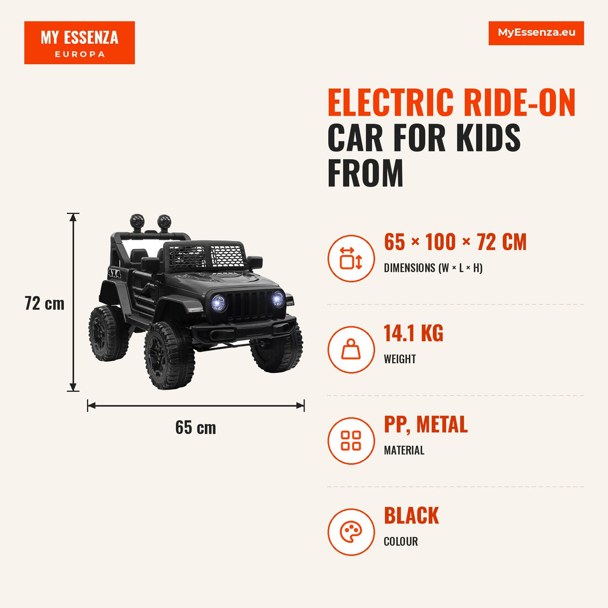 Carro Elétrico para Crianças a partir dos 3 Anos Veículo Todo-o-Terreno com Bateria de 12V 2 Motores Controlo Remoto 2,4G Faróis Buzina Velocidade Aju — Infografia | Infographic — dimensions