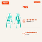 Pack 4 Bancos Meyer Encosto 100 cm — Verde hortelã — Infografia | Infographic — dimensions