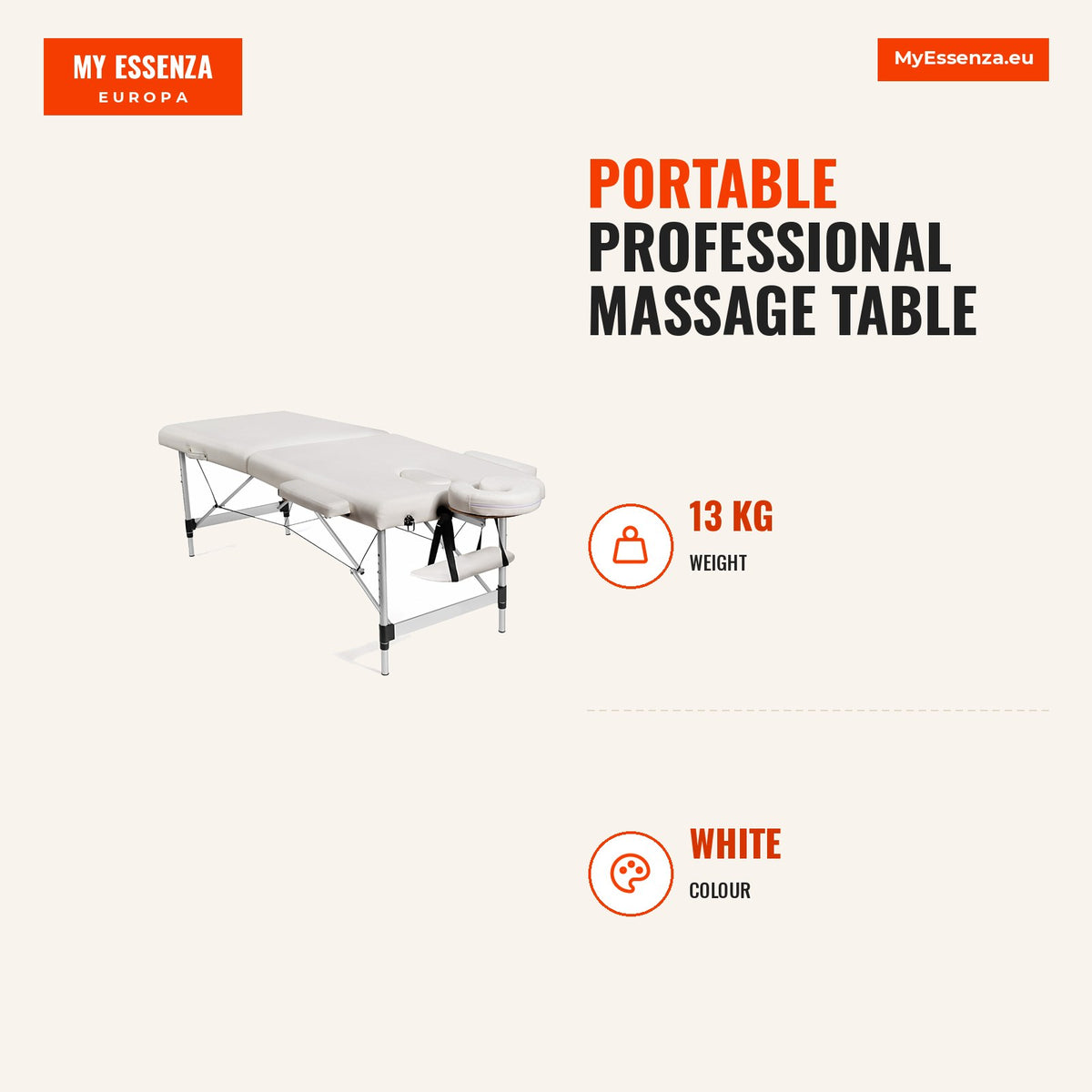 Mesa de Massagem Dobrável 184cm Alumínio Portátil Profissional SPA Carga 250kg Branca — Infografia | Infographic — dimensions