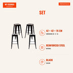 Pack 4 Bancos Meyer Basic Altos 76 cm — Preto — Infografia | Infographic — dimensions