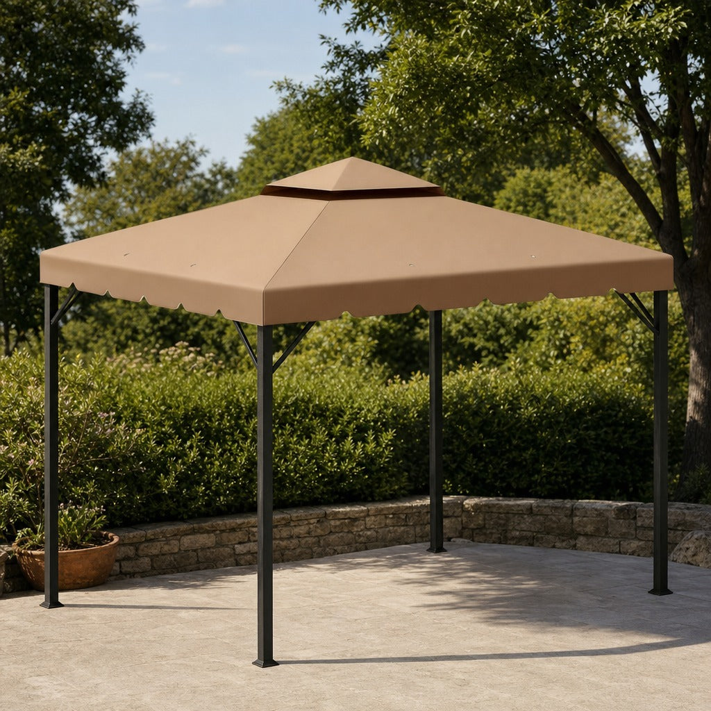 Cobertura de Substituição para Pérgola 300x300 cm Teto de Substituição para Pérgolas Exterior com Duplo Teto e 8 Orifícios de Drenagem Cáqui — Ambiente | Lifestyle