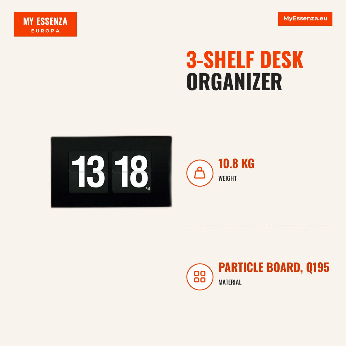 Estante de secretária 3 prateleiras, 111x55,5x18 cm, suporte até 30 kg — Infografia | Infographic — dimensions